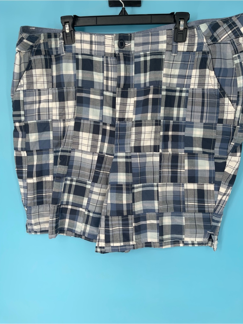 L.L. Bean Blue and White Plaid Cargo Shorts